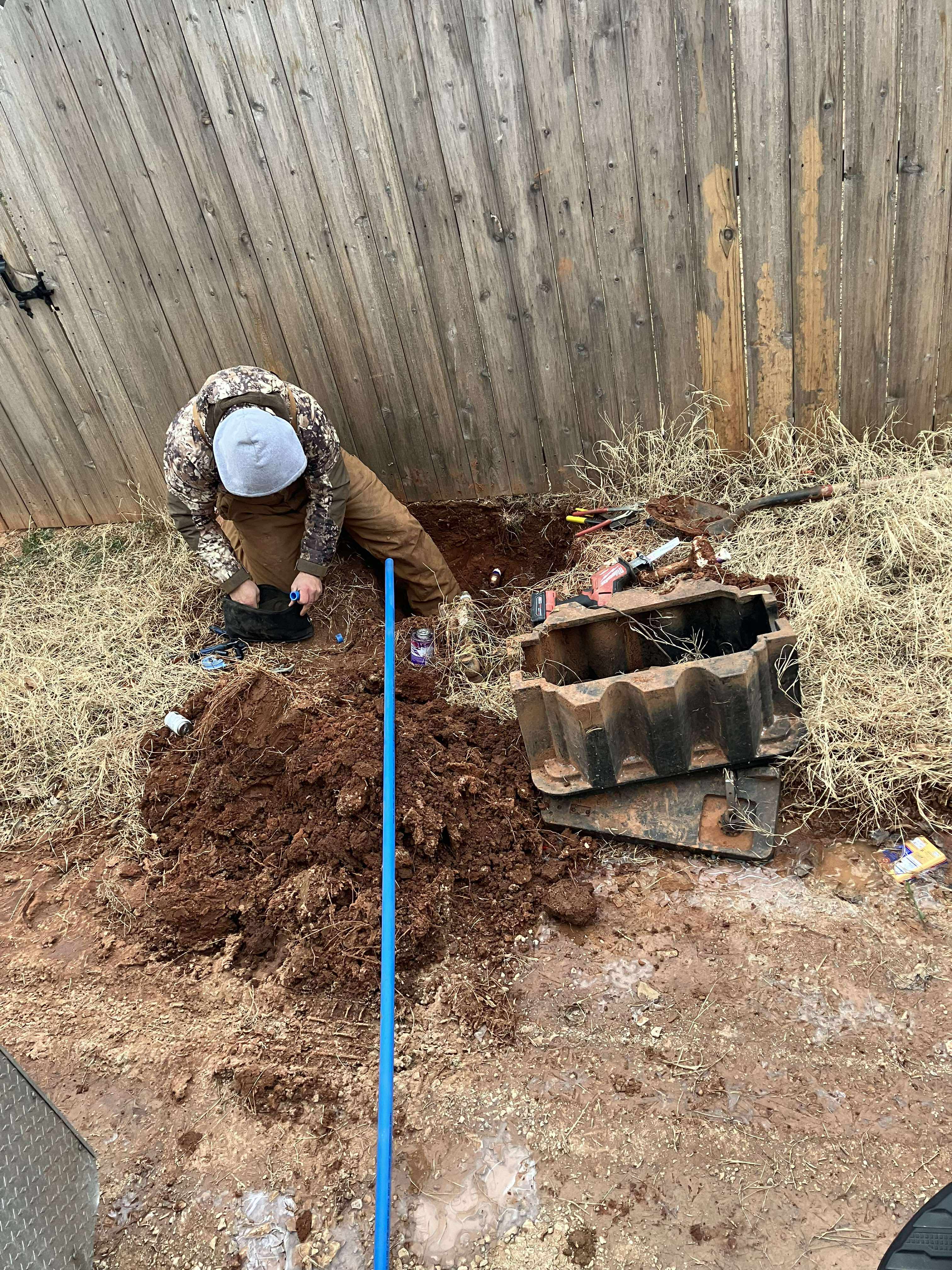 F5 plumbing work on an underground line in the Big Country